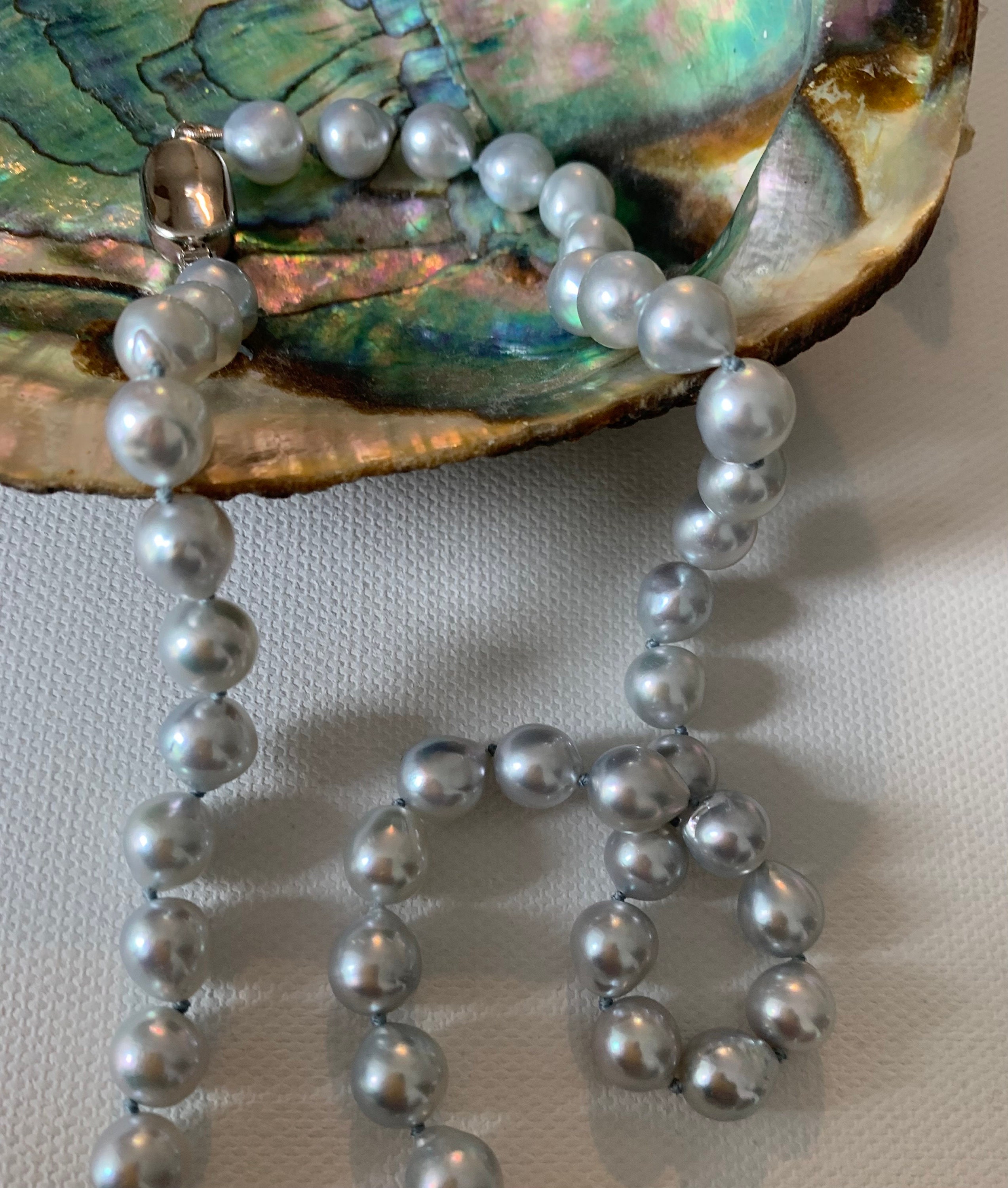 Natural Blue Akoya Pearl Necklace - Etsy Natural Blue Akoya Pearl Necklace - Etsy