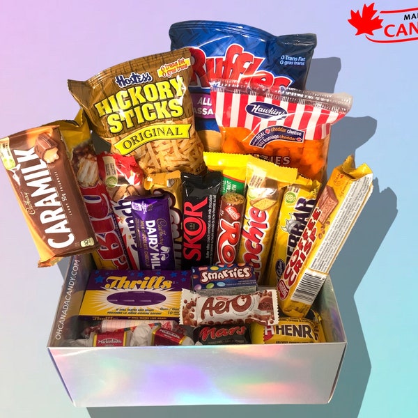 ULTIMATE All Canadian Snack Gift Box (groot) - Alle Canadese favorieten chips, chocolade, snoep en kauwgom - door Oh Canada Candy