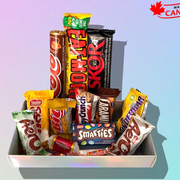 CANADIAN Snack Gift Box (kleine sampler) - Alle Canadese favorieten chocolade, snoep en kauwgom - van Oh Canada Candy