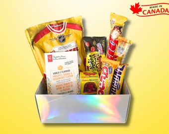 "Gelbe ""Sunshine"" Kanadische Candy Geschenkbox ""Sunshine"" - Kanadische Chips, Schokolade, Süßigkeiten & Kaugummi - von Oh Canada Candy."