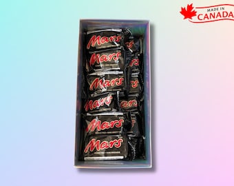 Barres MARS, boîte-cadeau de barres de chocolat, mini échantillon, panier-cadeau canadien personnalisé, lot de 12 bonbons au chocolat - par Oh Canada Candy