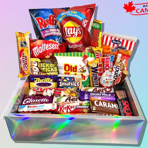 ULTIMATE All Canadian Snack Gift Box (XL) - Todas las papas fritas, chocolate, dulces y chicles favoritos de Canadá - de Oh Canada Candy