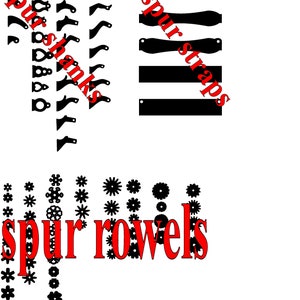 Spur Makers Bundle, spur parts shanks, rowels, straps dxf, svg, cnc files plasma