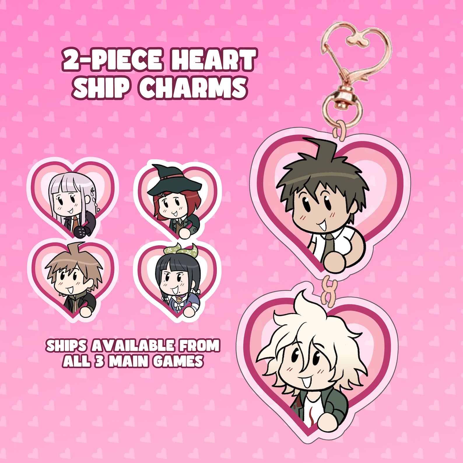 Danganronpa Valentine's Day Heart Charms