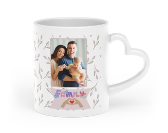 Taza Día de la Madre con Foto Familiar - Regalo Emotivo Personalizado - Ideal para Madres y Padres - Taza Personalizada Mamá Flores