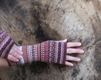 Alpaka Handschuhe, fingerlos: 100% Baby Alpaka. Warme, Winter, Handstulpen für Damen | Geschenk Freundin, Frau, Mama, alpaca fingerless.)