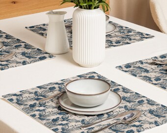 Premium Cloth Placemats: Ethnically Inspired, Organic Design, Holiday, Home Decor Gift Set of 4 (18” x 14”) #21
