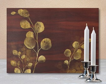 Hanukkah, Yahrzeit and Shabbat Candle Lighting Tray: Print Design in Tempered Glass Display Judaica Gift (8" x 11") #32
