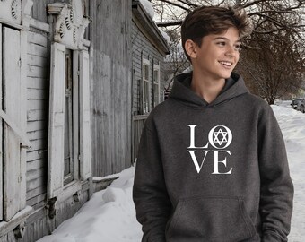 Youth Fleece Hoodie: LOVE, Hooded Sweatshirt, Jewish Living, #5