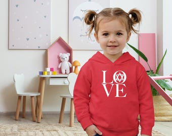 Toddler Pullover Fleece Hoodie: LOVE, Jewish Life, #1