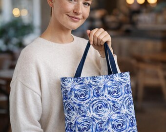 Bolso de mano resistente en 3 tamaños, estampado azul y blanco, regalo judío, n.° 13