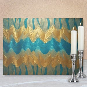 Candle Lighting Tray: Yahrzeit, Shabbat & Hanukkah Print Design in Tempered Glass, Judaica Gift, 8in x 11in #19