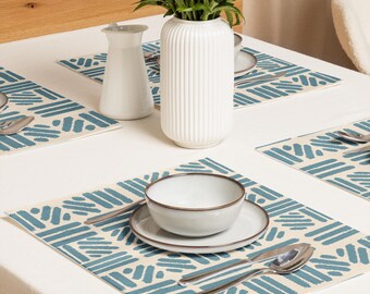 Premium Cloth Placemats: Ethnically Inspired, Original Organic Design, Holiday, Home Decor Gift Set of 4 (18” x 14”) #12
