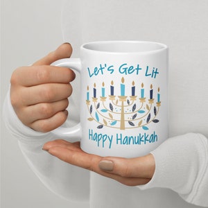 Happy Hanukkah White Glossy Ceramic 11/15/20oz Mug