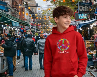 Youth Fleece Hoodie: Shalom, Hooded Sweatshirt, Jewish Living, #3