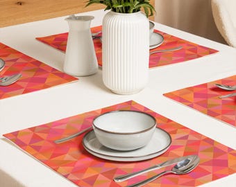Premium Cloth Placemats: Ethnically Inspired, Organic Design, Holiday, Home Decor Gift Set of 4 (18” x 14”) #22