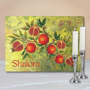 Candle Lighting Tray: Yahrzeit, Shabbat & Hanukkah Print Design in Tempered Glass, Shalom, Judaica Gift, 8in x 11in #38