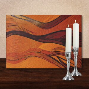 Candle Lighting Tray: Yahrzeit, Shabbat & Hanukkah Print Design in Tempered Glass, Judaica Gift, 8in x 11in #5