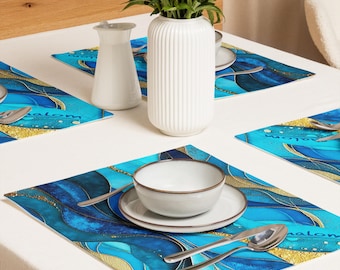 Premium Cloth Placemats: Ethnically Inspired, Original Organic Design, Holiday, Home Decor Gift Set of 4 (18” x 14”) #16