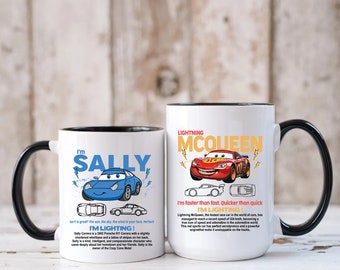 Lightning McQueen & Sally Mug: Cars Movie Gift, Personalized Piston Cup Mug