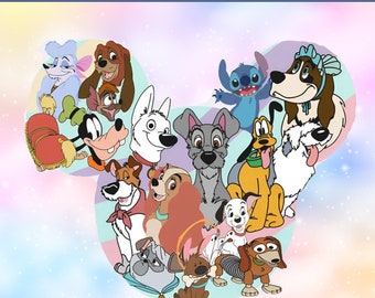 Mickey Head With Disney Dogs DTF, Dog Lover Ready to Press,Disney Dtf, Disney Characters Heat Transfer,Mickey Head Shirt,Disney Family Shirt