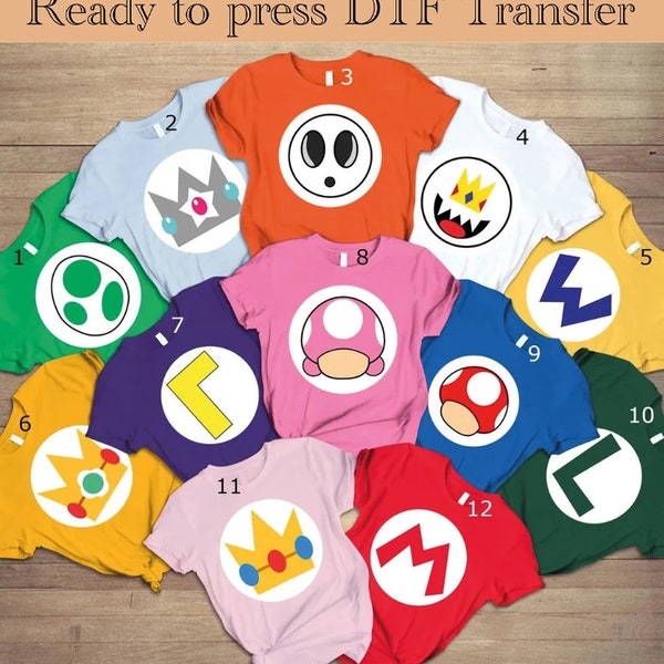 Super Mario Character DTF Transfer: Gaming Party Ready To Press