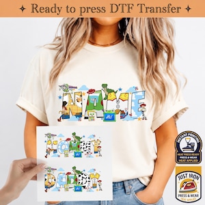 Toy Story 5 Birthday Family Matching DTF Print - Toy Story Custom Name Dtf Transfer, Disneyland Group Shirt Transfer,Ready To Press Dtf