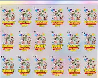 Toy Story Birthday Family DTF Heat Transfer: Ready To Press