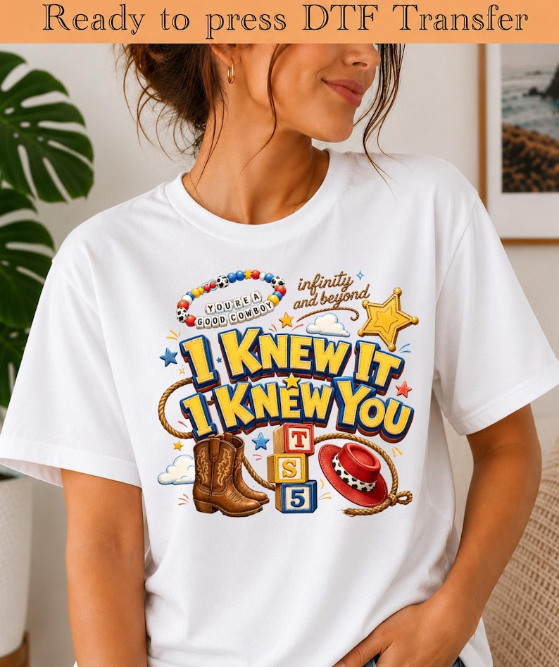 Toy Cowboy DTF Transfer Print – I Knew It I Knew You, Pixar Inspired Heat Transfer, Ready to Press Iron On, Family Disney Trip, Matching Birthday Shirt Transfer
Toy Cowboy DTF Transfer Print – I Knew It I Knew You, Pixar Inspired Heat Transfer, Ready to Press Iron On, Family Disney Trip, Matching Birthday Shirt Transfer