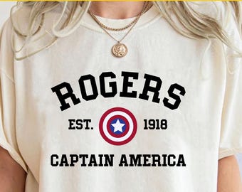 Captain America DTF Transfer: Rogers Est 1918, Superhero Print