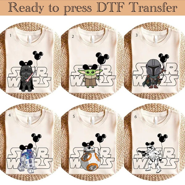 Disney Star Wars Character DTF Transfer Shirt,Star Wars Group Dtf,Star Wars Characters,Star Wars Land,Disney Balloon,Disneyland Trip DTF