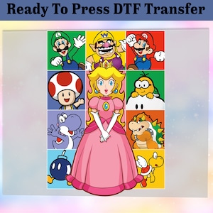 Princess Peach Mario DTF Transfer: Super Mario Birthday Shirt