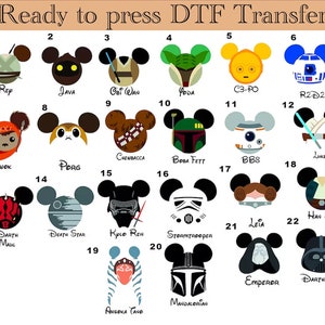 Disney Star Wars Character DTF Transfer Shirt,Custom Disney Family Trip Heat Transfer,Star Wars Group Dtf,Star Wars Characters,Star Wars Dtf