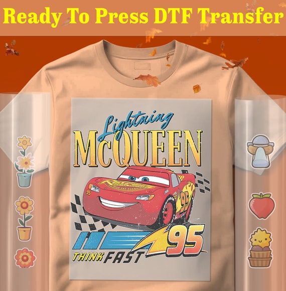 Vintage Lightning Mcqueen Shirt, Lightning McQueen Ready To Press, Disney  Cars Shirt, Car Pixar Shirt, Disney Cars Land,DTF Transfer, DTF