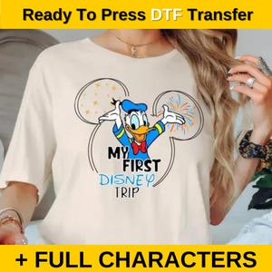 Trasferimento DTF di Paperino "Il mio primo viaggio Disney", Trasferimento DTF di tutti i personaggi Disney personalizzati, Viaggio Disney abbinato 2025 DTF, Trasferimento DTF della famiglia Disney