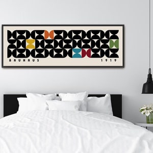 Bauhaus Framed Canvas Art: Mid-Century Modern Multicolor Wall Decor