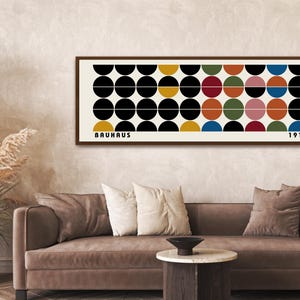 Bauhaus Print, Midcentury Modern Framed Canvas Art, Large Horizontal Art, Bauhaus Wall Art, Long Narrow Wall Art, Multicolor Wide Wall Decor