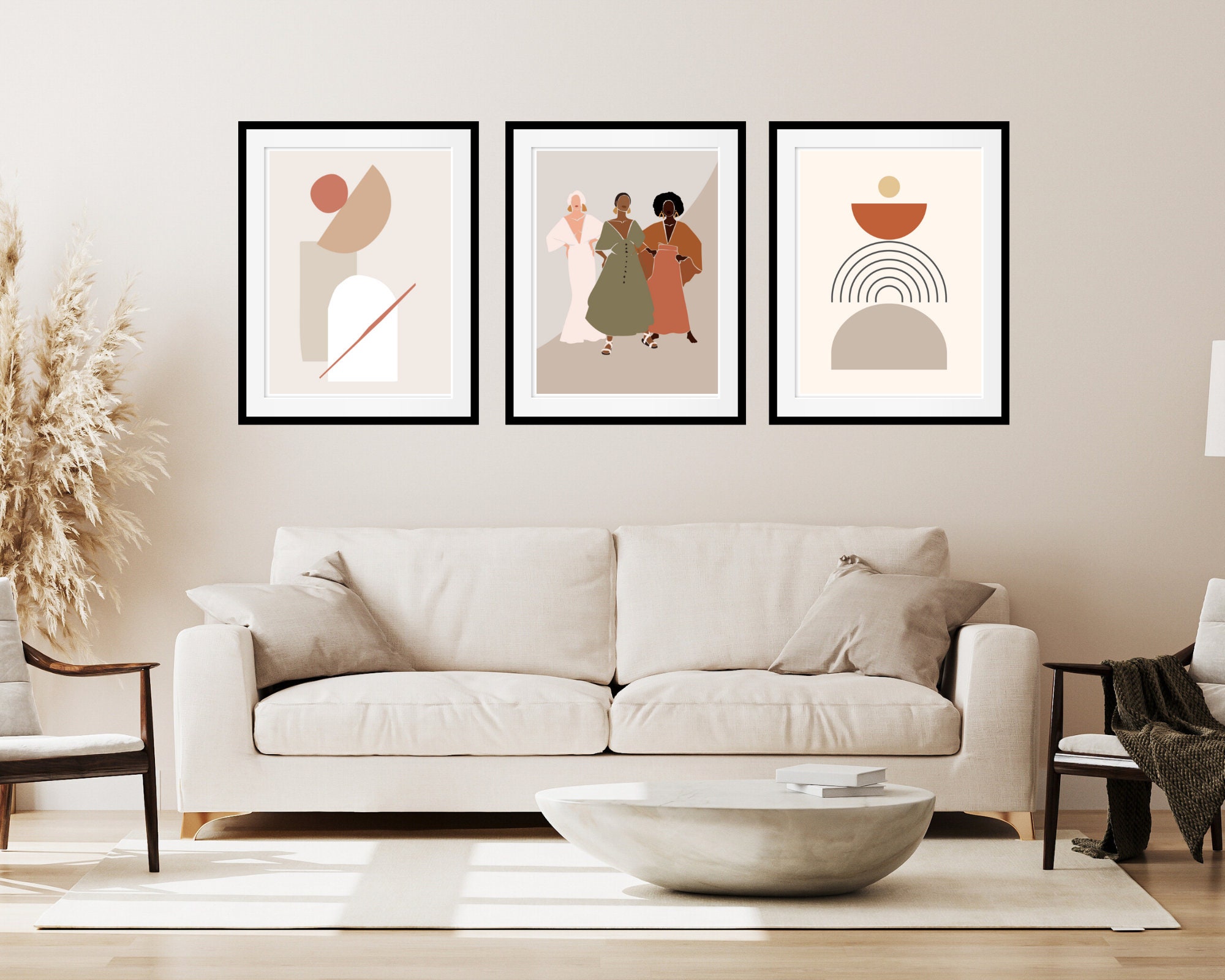 Abstract Warm Tone Female Silhouette Relaxing Space Wall Art, Bronze Woman Body  Shape Office Restroom Artwork Poster Print 