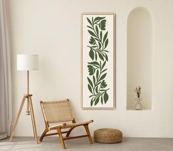 Matisse リーフデザイン 大判絵画　70×70cm Olive Green Matisse Leaves Canvas Print: Long Vertical Botanical