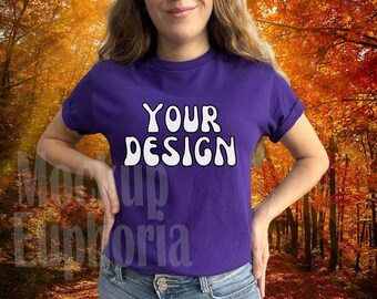 Halloween Gildan 5000 Lila Hemd Mockup, Herbst Tshirt Mockup, Lila Hemd, Gildan 5000, Hemd Mockup, Gi5000 Mockup, Lila T-Shirt Mockup