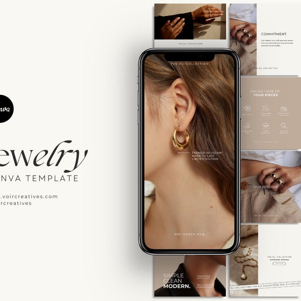 Jewelry | Jewellery Templates For Small Business | Digital Templates | Retail | Fashion | Aesthetic Luxury | Canva Templates