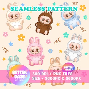 Labubu Seamless Pattern - DIGITAL FILE ONLY
