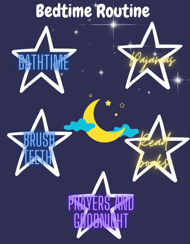 Bedtime Routine Color Routine Chart for Toddlers - Etsy