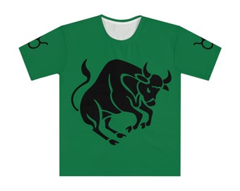 T-shirt con design oroscopo Toro verde NOVITÀ! Segno zodiacale Toro, costellazione stellare sul retro &quot;Richiedi colori personalizzati&quot;