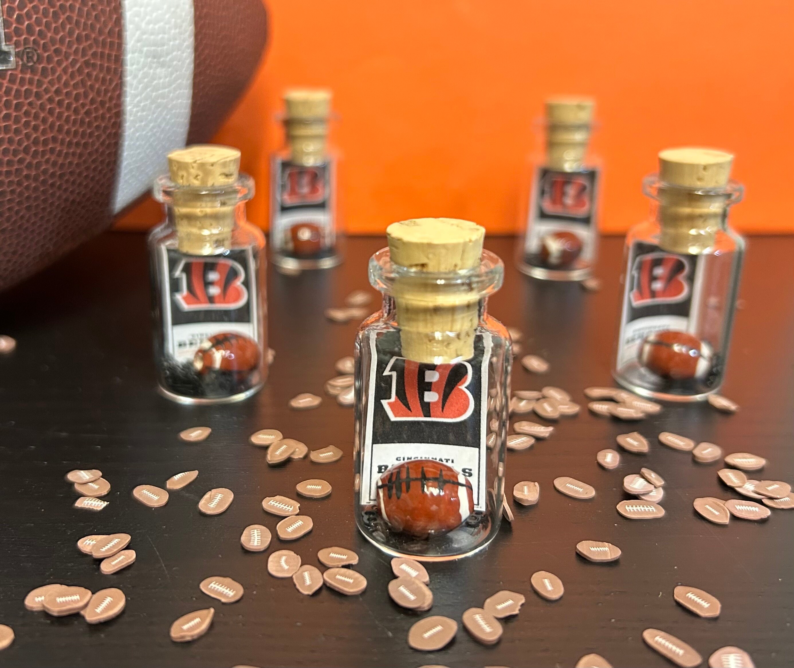 Tiny Bottle Football, Confetti Paws and Cincinnati Bengal's Logo, Fan