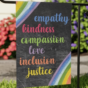 In this House We Believe Flag Resistance House Banner - Inclusive & Empowering - Human Rights Statements Garden Banner Progressive Yard Flag