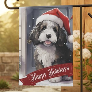 Bernedoodle Christmas Banner Bernedoodle Flag for Yard Bernedoodle Gift for Bernedooodle Mom Christmas Yard Flag Winter Garden House Banner