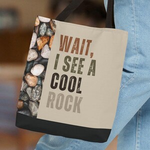Rockhound Tote Bag, Rock Lover Gift, Geology Student Book Bag, Reusable Shopping Tote, Rock Collector Bag, Fossil Collecting Rock Hound