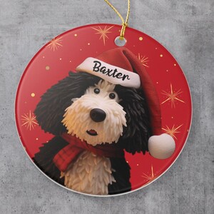 Personalized Bernedoodle Christmas Ornament: Custom Dog Name Ceramic Keepsake