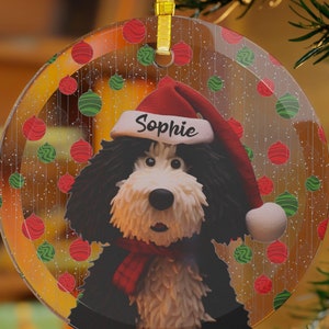 Custom Bernedoodle Christmas Ornaments, Pet Glass Christmas Tree Ornament Personalized Doodle Mom Gift Pet Holiday, Dog Lover Gift ,Keepsake